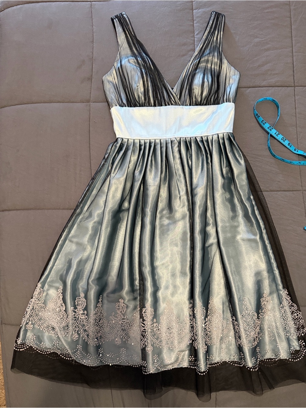David's Bridal Metallic Silver Girls' Formal Dress